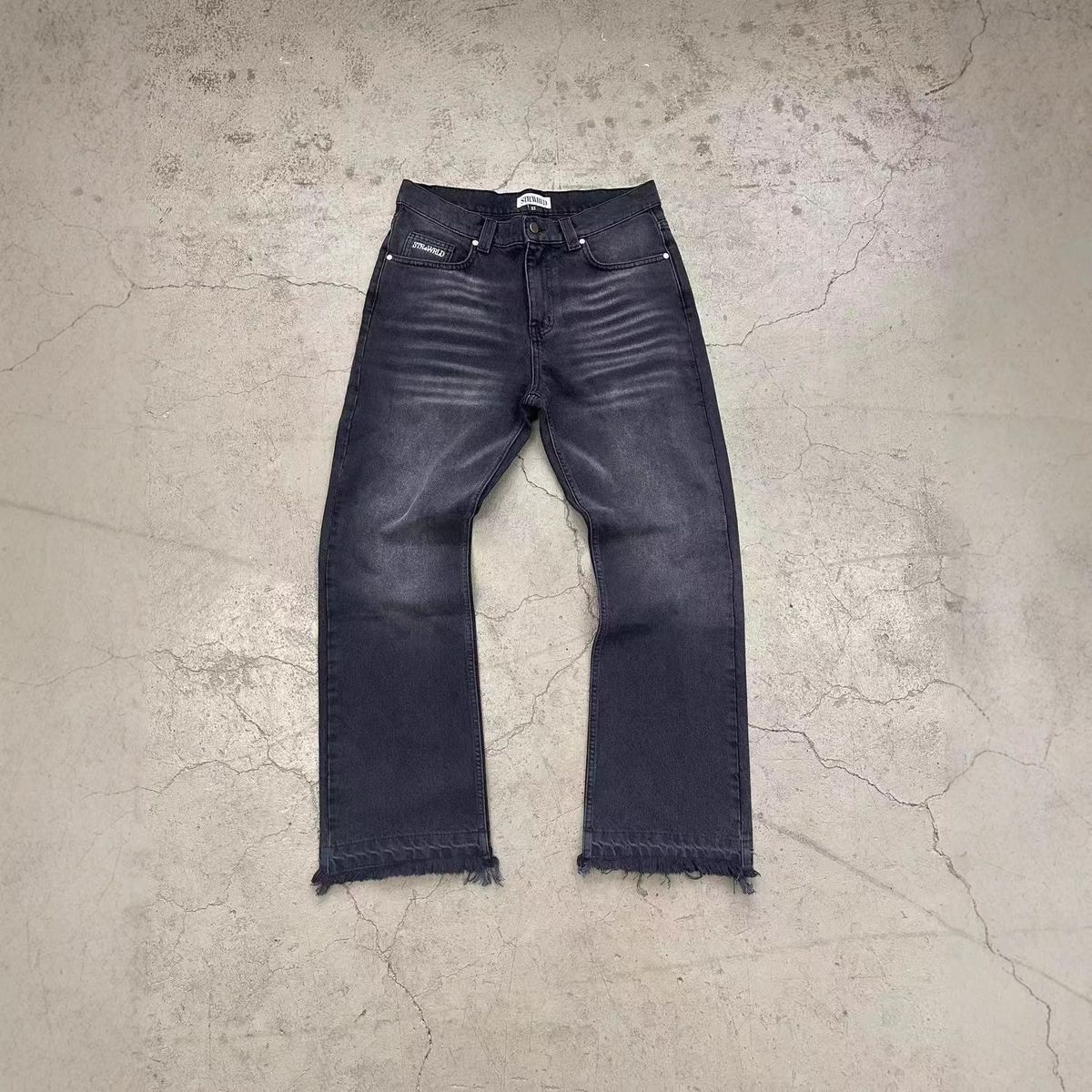 Men's Vintage Washed Straight-Leg Jeans – High-Street Distressed Denim Pants (Black/Light Blue/Gray)_mkmklike.com