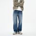 Men's Autumn/Winter Elastic Jeans 441g Straight Leg Loose Fit Imperial Blue Long Pants Versatile Mid Waist Slight Stretch_mkmklike.com