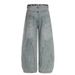 2025 American Style Patchwork Waist Chain Washed Scimitar Jeans Unisex Loose Wide-Leg Floor-Length Pants_mkmklike.com