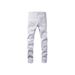 Men's Slim Fit Straight Jeans With Splatter Paint & Patchwork Details - Stretch Denim Pants For Casual Streetwear_mkmklike.com