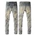 Men's Clothing European And American Trendy Jeans 98+2 Spandex Men's Pants High Street Graffiti Ripped Elastic Slim Fit Small Foot Patch 883_mkmklike.com