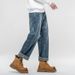 American Retro Spring Jeans, Men's Straight Harlan Loose Trendy Brand Washed Double Craft Middle Waist Youth Large Size Knowledge Clothes Decoration_mkmklike.com