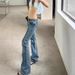 Ameican Eto Washed Distessed Flaed Jeans Fo Women, Y2K Hot Gil Slim-fit Vesatile Floo-length Pants,_mkmklike.com