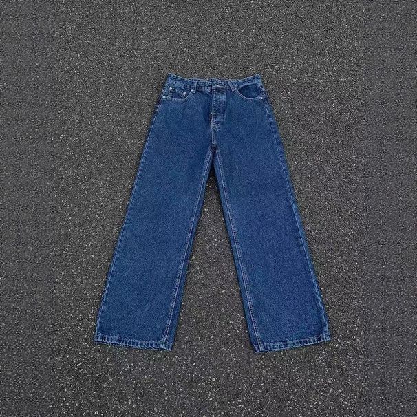Vintage Washed Indigo Selvedge Denim Jeans - Classic Ivy League Straight Fit Men's Casual Trousers For Everyday Wear_mkmklike.com