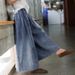 Women's Artistic Retro Wide Leg Jeans Drawstring Casual Loose Fit Long Pants 2025 Cross Border Fashion_mkmklike.com