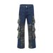Men's Clothing European And American High Street Pocket Camouflage Workwear Patchwork Jeans Men's Trendy Loose Straight Personality Trousers_mkmklike.com