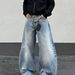 Men's Loose Wide Leg Curved Trousers Airplane Buckle Design Retro Style Whisker Pattern Ready For Wholesale_mkmklike.com