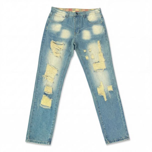 Men's Distressed Straight Leg Jeans Vintage Street Style Summer_mkmklike.com