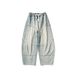 Men's Retro Japanese Workwear Denim Pants Oversized Relaxed Fit Distressed Wash Patchwork Light Blue Dark Blue Black M-5XL_mkmklike.com