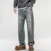 American Retro Spring Jeans, Men's Straight Harlan Loose Trendy Brand Washed Double Craft Middle Waist Youth Large Size_mkmklike.com