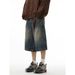 BOY Men's Denim Style High-End Retro European And American Vintage Wide-Leg Capri Shorts Couple Summer Mid-Length Pants_mkmklike.com