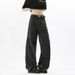 Men's Style Pleated Cargo Jeans Unique Design Versatile Curved Blade Loose Fit Retro Slimming Wide Leg Trousers_mkmklike.com