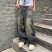 "Men's Vintage Washed Denim Jeans – High Waist, Loose Fit, Straight Leg, S-XXXL, Distressed Style For Casual & Streetwear"_mkmklike.com