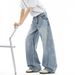 Light Blue Heavy Duty Washed Wide Leg Jeans Curved Blade Loose Fit Slimming Casual Pants for Men And Women Summer 2026 New Style_mkmklike.com