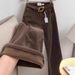 Fleece-Lined Wide Leg Jeans For Women – High Waist | Caramel Brown | Winter Comfort | Relaxed Straight Fit | S-2XL_mkmklike.com
