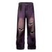 Men's Clothing American Retro High Street Design Niche Straight New Loose Washed Purple Jeans Men And Women Trousers Pants_mkmklike.com