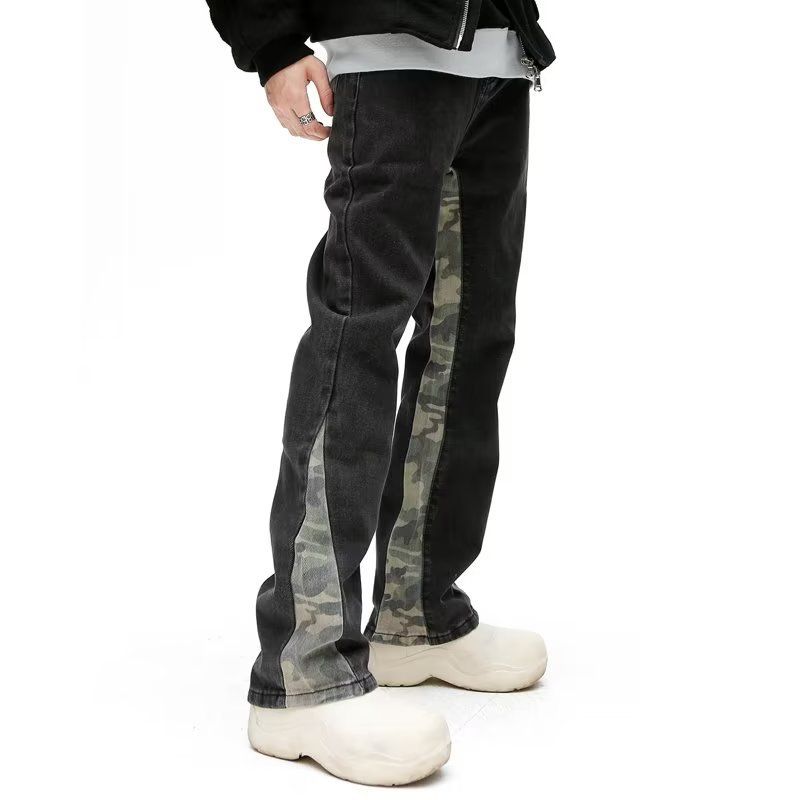 Men's Distressed Denim Jeans With Frayed Hem & Zip Details | Straight Leg Hip Hop Style | Cotton Comfort For Streetwear Fashion_mkmklike.com
