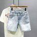 Men's Clothing Summer Men's Light Color Denim Shorts Stylish Simple And Cool Five Point Mid Length Thin Trendy High End_mkmklike.com