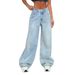 High Waist Straight Leg Jeans For Women - Light Blue Denim Wide Leg Trousers, Comfortable & Stylish Office Casual Pants_mkmklike.com