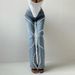 Women's Clothing Jeans Spring Ring Rhinestone Splicing Design Straight Trousers_mkmklike.com