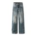 American Style Ripped Patchwork Jeans For Men, Washed Vintage Trendy Cargo Straight Loose Wide-Leg Pants_mkmklike.com