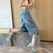 Women's High-Waisted Slimming Cropped Wide Leg Jeans American Retro Style Loose Straight Leg Six Point mid Length Summer Pants_mkmklike.com