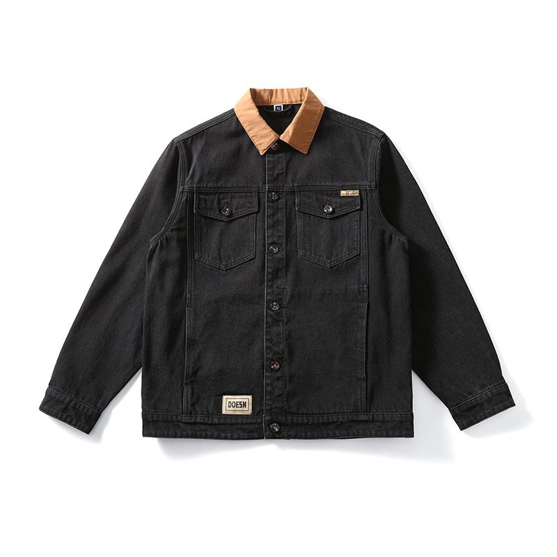 Spring New Large Size Men's Clothing Does Not Fade Primary Color Denim Jacket Jacket Men's Color Matching Lapel Original Cow Jacket_mkmklike.com