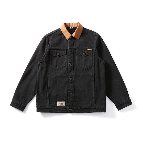 Spring New Large Size Men's Clothing Does Not Fade Primary Color Denim Jacket Jacket Men's Color Matching Lapel Original Cow Jacket_mkmklike.com