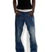 Streetwear Distressed Denim Jeans For Men – Blue & White Patchwork Straight-Leg Pants With Cat Whisker Detailing (S-3XL)_mkmklike.com