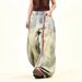 Distressed High Street Mud Wash Wide Leg Jeans For Men & Women - Vintage Blue Straight Denim Pants With Washed Effect_mkmklike.com
