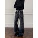 Cleanfit Men's Autumn Cat-ear Gradient Jeans, Niche Design Pants, American Retro Straight-leg Flared Jeans_mkmklike.com