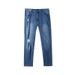Men's Distressed Skinny Jeans Light Blue Stretchy Tight Fitting Mid Waist Pencil Pants Casual Cotton Trousers For Spring Autumn_mkmklike.com