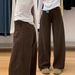 Retro American Brown Curved Jeans plus Size Women Straight Leg Slimming Wide Leg Pants for Pear Shaped Figures Autumn Style_mkmklike.com
