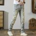 Premium Vintage Washed Jeans – Distressed Splatter Paint & Patchwork (Slim Straight Fit, Mid-Rise, Stretch Denim, 28-38, Hand-Painted Details)_mkmklike.com