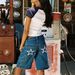 Women’s Mid-Rise Denim Bermuda Shorts – Relaxed Fit, Straight-Leg, Printed Design (S-XL, Dark Blue)_mkmklike.com