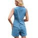 K Women's New Sleeveless Casual Denim Shorts Set_mkmklike.com