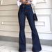 Women’s Clothing High Waist Micro Elastic Lace Up Flared Pants Wide Leg Pants Women's Jeans_mkmklike.com
