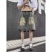 Men's Clothing Summer Retro Stitching Raw Edge Denim Shorts Men Ins Trendy High Street Casual Versatile Loose Straight Shorts_mkmklike.com