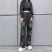 Women's Clothing supply printed slim simple jeans for women_mkmklike.com