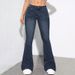 Women's High Waist Flared Denim Pants - Stretch Bootcut Jeans With Raw Hem For Casual & Office (Dark Blue)_mkmklike.com