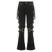 Cross-Border INS Early Summer New Design Ribbon Metal Leg Ring Pocket Straight Flared Jeans For Women 2025_mkmklike.com