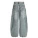 Distressed Washed Punk Workwear Denim Scimitar Pants Men's Loose Personality Multi-Pocket Design Oversized Wide-Leg_mkmklike.com