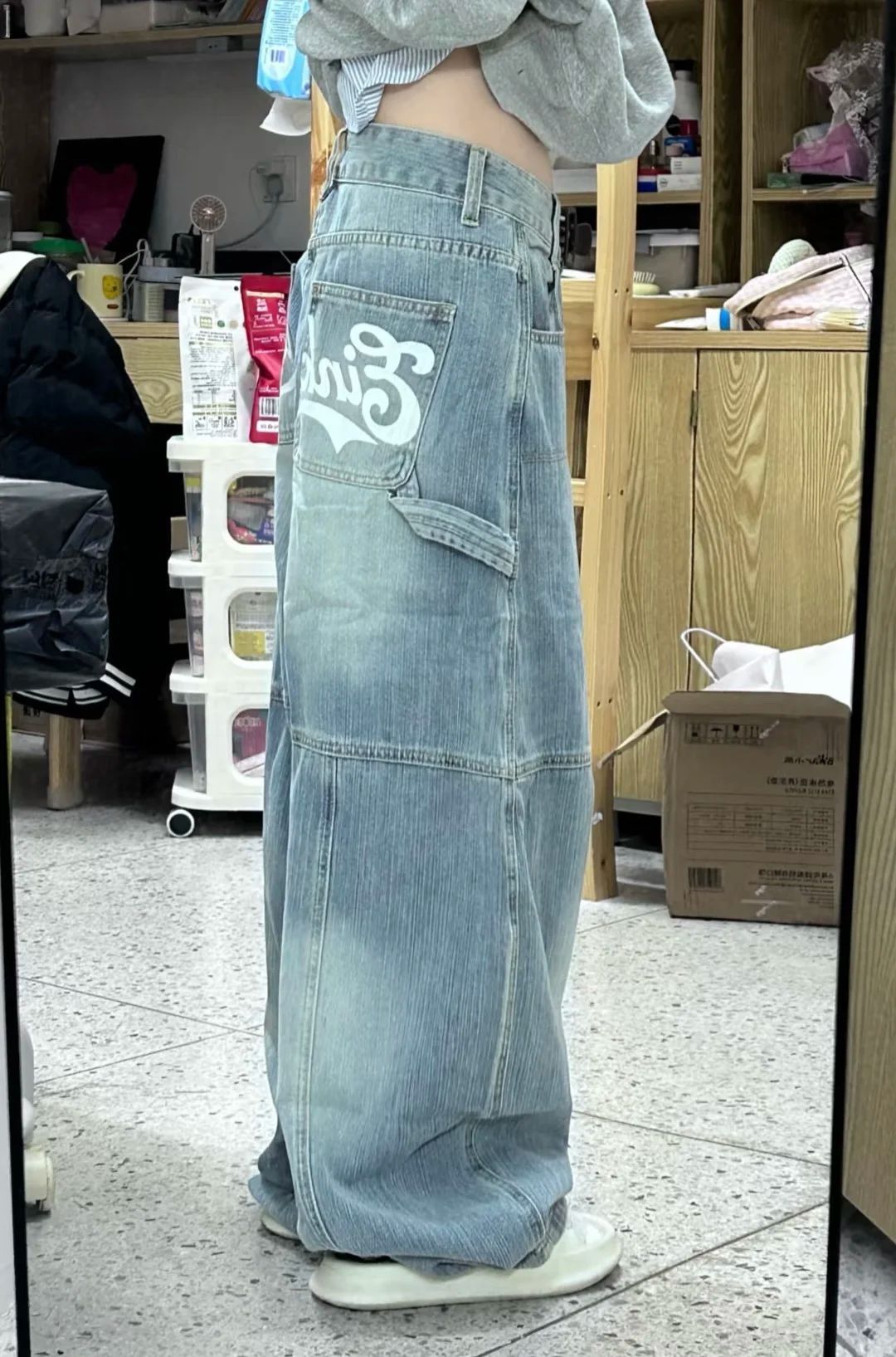 Men's Clothing Washed High Waist Jeans New Style Slim All Match Design Straight High Waist Casual Mopping Trousers_mkmklike.com