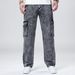 Men's Loose Fit Cargo Jeans - Trendy Straight Leg Denim Pants For All Seasons (Black, Light Blue)_mkmklike.com