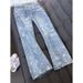 Men's All Over Jacquard Flared Jeans Heavy Duty Washed Straight Leg American Style Flared Trousers_mkmklike.com