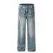 Washed Gradient Loose Jeans For Men American Street Style Punk Casual Wide-Leg Straight Long Versatile Dad Pants_mkmklike.com