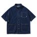 Men's Clothing Washed Pocket Workwear Short Sleeved Denim Shirt Men's And Women's Loose Half Sleeved Shirt Trend_mkmklike.com
