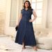 K Large Size Women's Button Up Cardigan Denim Long Dress_mkmklike.com