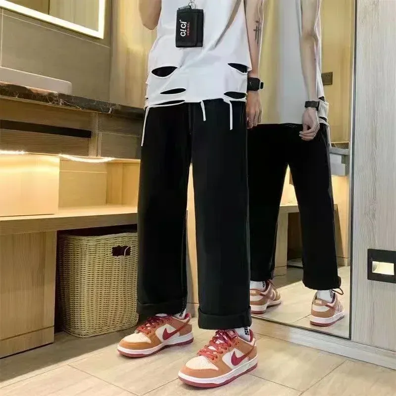 2000s American Vintage Jeans Leaf Print Jeans Oversized Hip Hop Men Women Goth Fashion Loose Casual Pants Streetwear_mkmklike.com