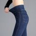 Elastic Waist High-Waisted Jeans For Women, New Spring And Autumn Slimming Stretch Tummy Control Plus Size Skinny Pants_mkmklike.com